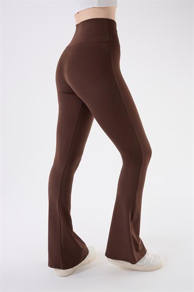 İmaj 434 Kahverengi Renk Toparlayıcı ve Extra Esnek Etkili Yüksek Bel İspanyol Paça Tayt