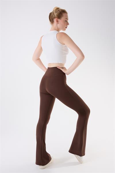 İmaj 434 Kahverengi Renk Toparlayıcı ve Extra Esnek Etkili Yüksek Bel İspanyol Paça Tayt