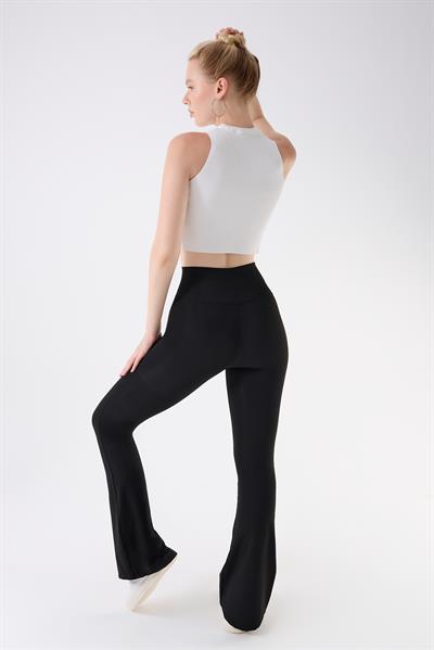 İmaj 434 Siyah Renk Toparlayıcı ve Extra Esnek Etkili Yüksek Bel İspanyol Paça Tayt