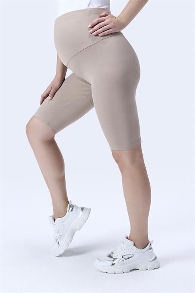 İmaj 364 Bej Renk Fitilli Toparlayıcı ve Extra Esnek Etkili Yüksek Bel Hamile Tayt