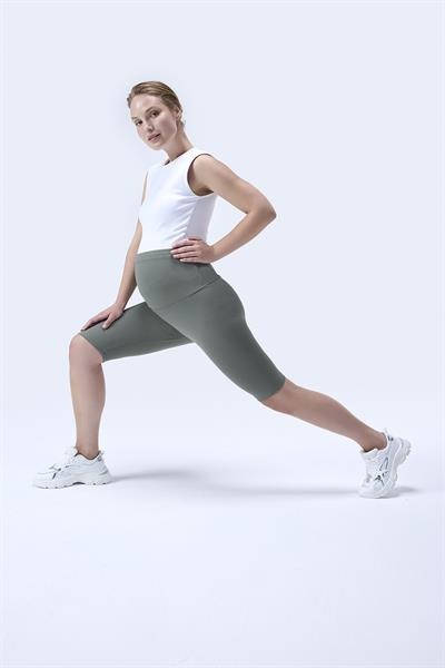 İmaj 364 Yeşil Renk Fitilli Toparlayıcı ve Extra Esnek Etkili Yüksek Bel Hamile Tayt