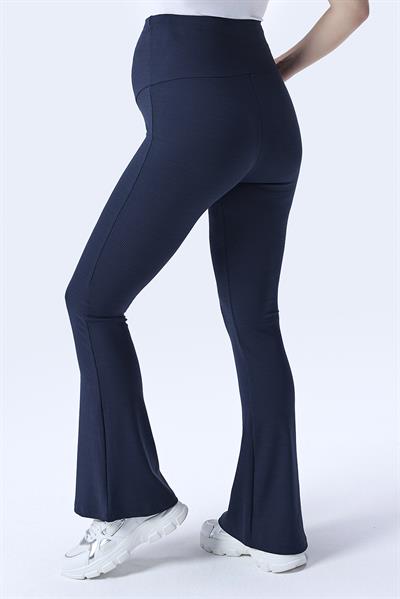 İmaj 367 Lacivert Renk Fitilli Toparlayıcı ve Extra Esnek Etkili Yüksek Bel İspanyol Paça Hamile Tayt