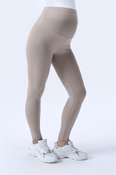 İmaj 371 Bej Renk Fitilli Toparlayıcı ve Extra Esnek Etkili Yüksek Bel Hamile Tayt