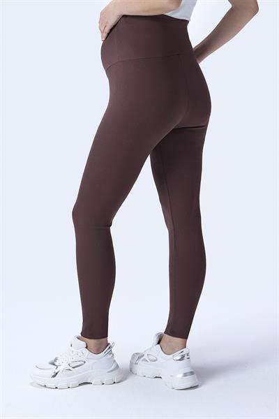 İmaj 371 Kahverengi Renk Fitilli Toparlayıcı ve Extra Esnek Etkili Yüksek Bel Hamile Tayt