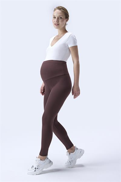 İmaj 371 Kahverengi Renk Fitilli Toparlayıcı ve Extra Esnek Etkili Yüksek Bel Hamile Tayt