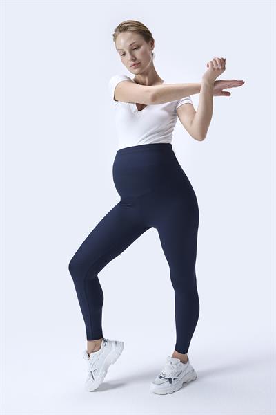 İmaj 371 Lacivert Renk Fitilli Toparlayıcı ve Extra Esnek Etkili Yüksek Bel Hamile Tayt