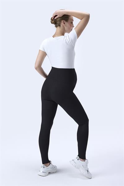 İmaj 371 Siyah Renk Fitilli Toparlayıcı ve Extra Esnek Etkili Yüksek Bel Hamile Tayt