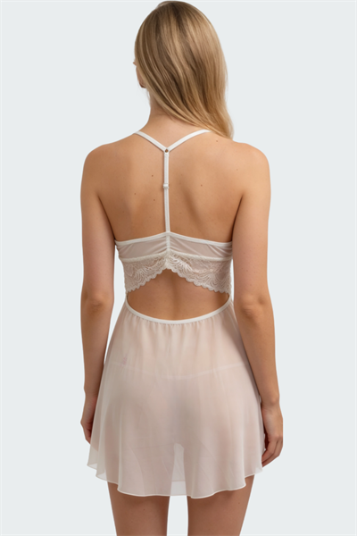 İmaj 260 Ekru Renk Saten Askılı Gecelik