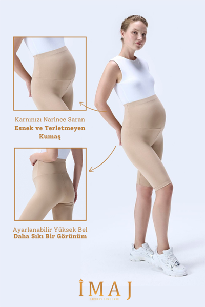 İmaj 349 Bej Renk Toparlayıcı ve Extra Esnek Etkili Yüksek Bel Hamile Tayt