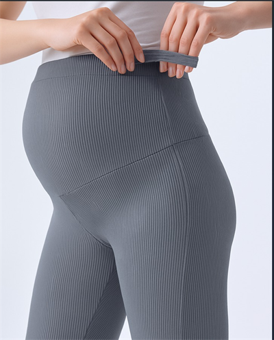 İmaj 367 Gri Renk Fitilli Toparlayıcı ve Extra Esnek Etkili Yüksek Bel İspanyol Paça Hamile Tayt