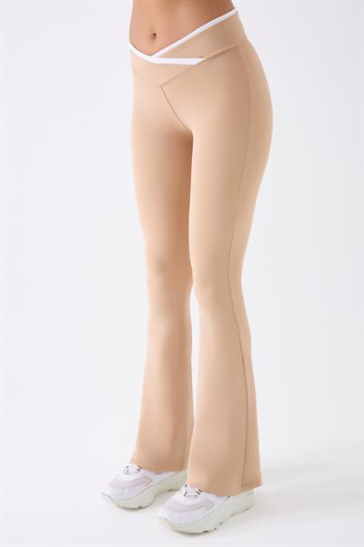 İmaj 486 Bej Renk Toparlayıcı ve Extra Esnek Etkili Normal Bel İspanyol Paça Tayt