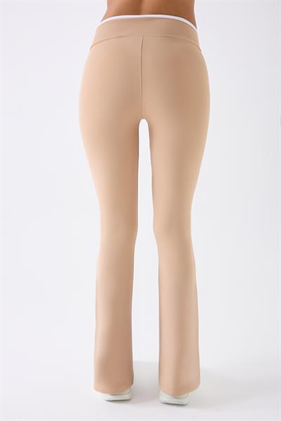 İmaj 486 Bej Renk Toparlayıcı ve Extra Esnek Etkili Normal Bel İspanyol Paça Tayt