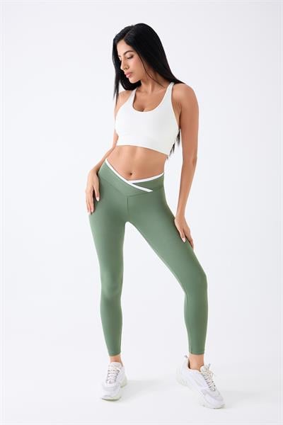 İmaj 489 Yeşil Renk Toparlayıcı ve Extra Esnek Etkili Normal Bel Tayt