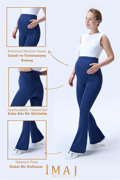 İmaj 716 Lacivert Renk Extra Yumuşak Dokulu, Toparlayıcı ve  Esnek Etkili Yüksek Bel Hamile Tayt