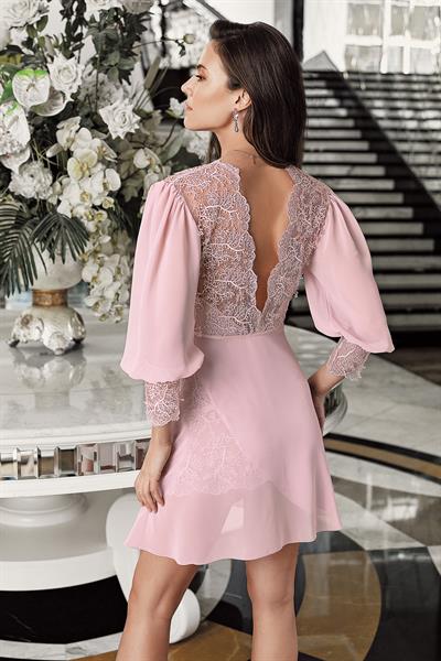 İmaj 3207 Pudra Renk Saten Dantel İşlemeli 2li Gecelik Takımı