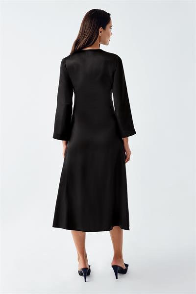 İmaj 4250 Siyah Renk Saten 2li Gecelik Sabahlık Takımı