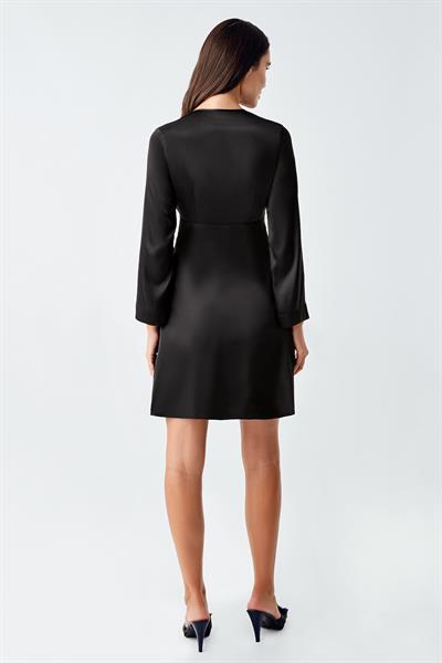 İmaj 4230 Siyah Renk Saten Dantel İşlemeli 2li Gecelik Takımı