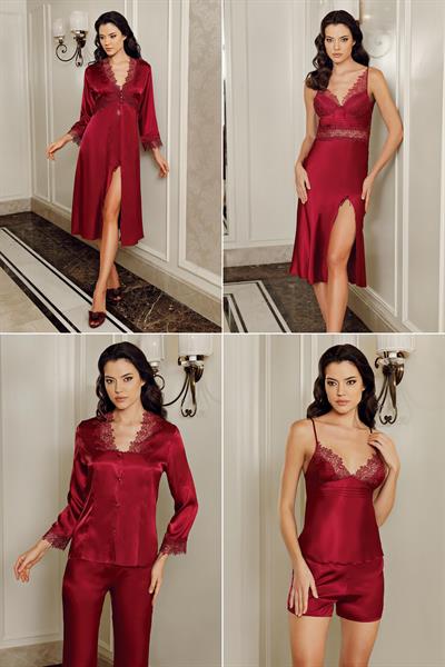 İmaj T45 Bordo Renk Saten 6 Lı Çeyiz Seti