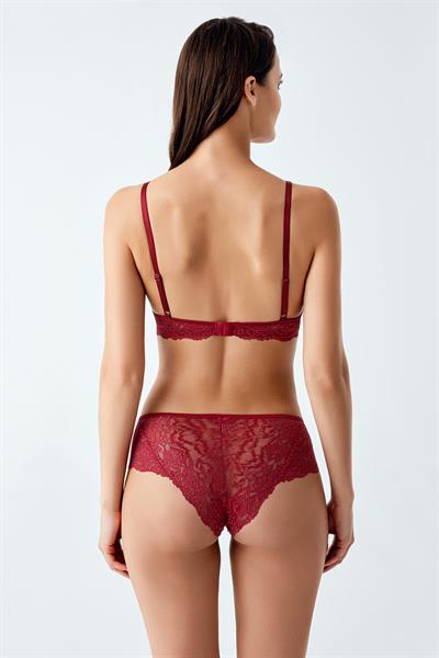 Luw 4082 Bordo Renk Dolgulu Sütyen Külot 2li Takım