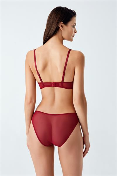 Luw 6118 Bordo Renk Dolgulu Sütyen Külot Dantelli 2li Takım