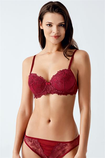 Luw 6124 Bordo Renk Dolgulu Sütyen Külot 2li Takım