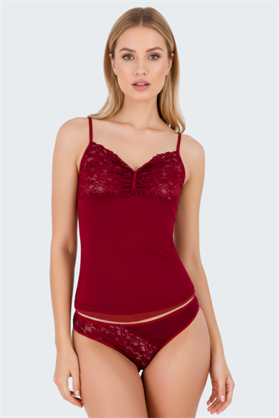 Luw 8610 Bordo Renk 2li Atlet Dantelli Takım