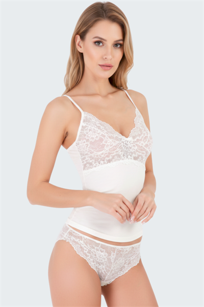 Luw 8630 Ekru Renk 2li Atlet Dantelli Takım