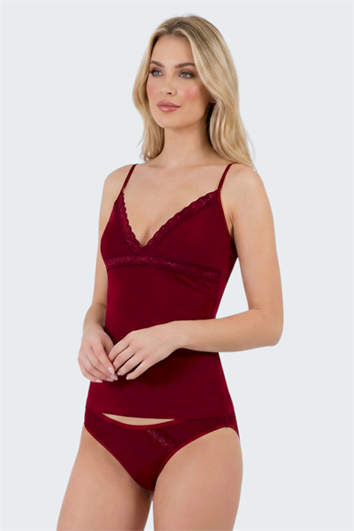 Luw 8660 Bordo Renk 2li Atlet Dantelli Takım