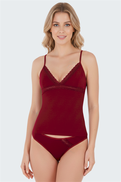 Luw 8660 Bordo Renk 2li Atlet Dantelli Takım