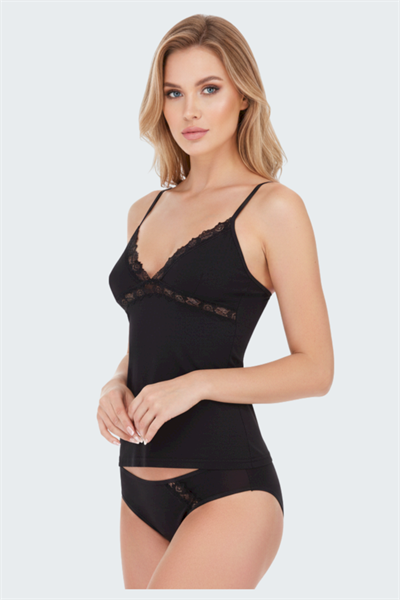 Luw 8660 Siyah Renk 2li Atlet Dantelli Takım