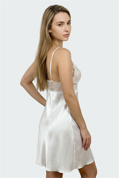 İmaj 250 Ekru Renk Saten Askılı Gecelik