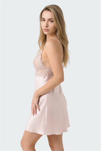 İmaj 250 Pudra Renk Saten Askılı Gecelik