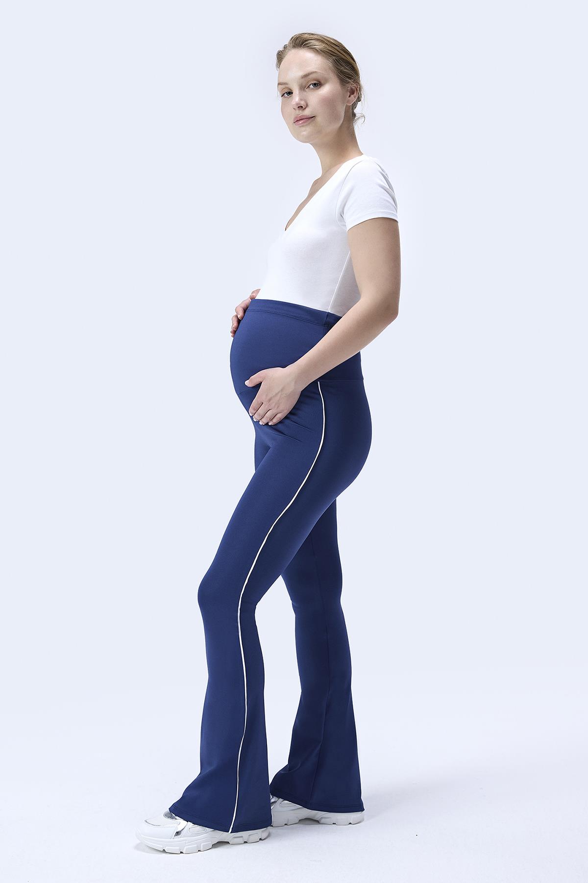 DALGIÇ HAMİLE İSPANYOL BİYELİ TAYT LACİVERT