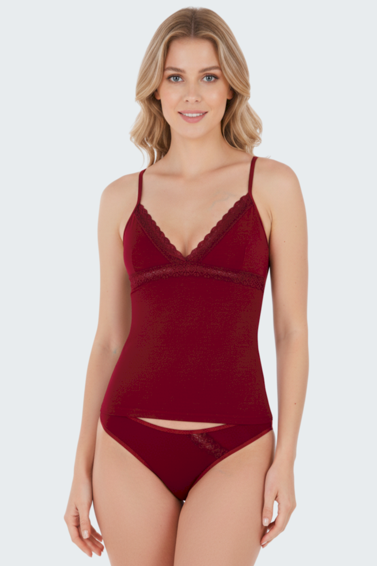 Luw 8660 Bordo Renk 2li Atlet Dantelli Takım