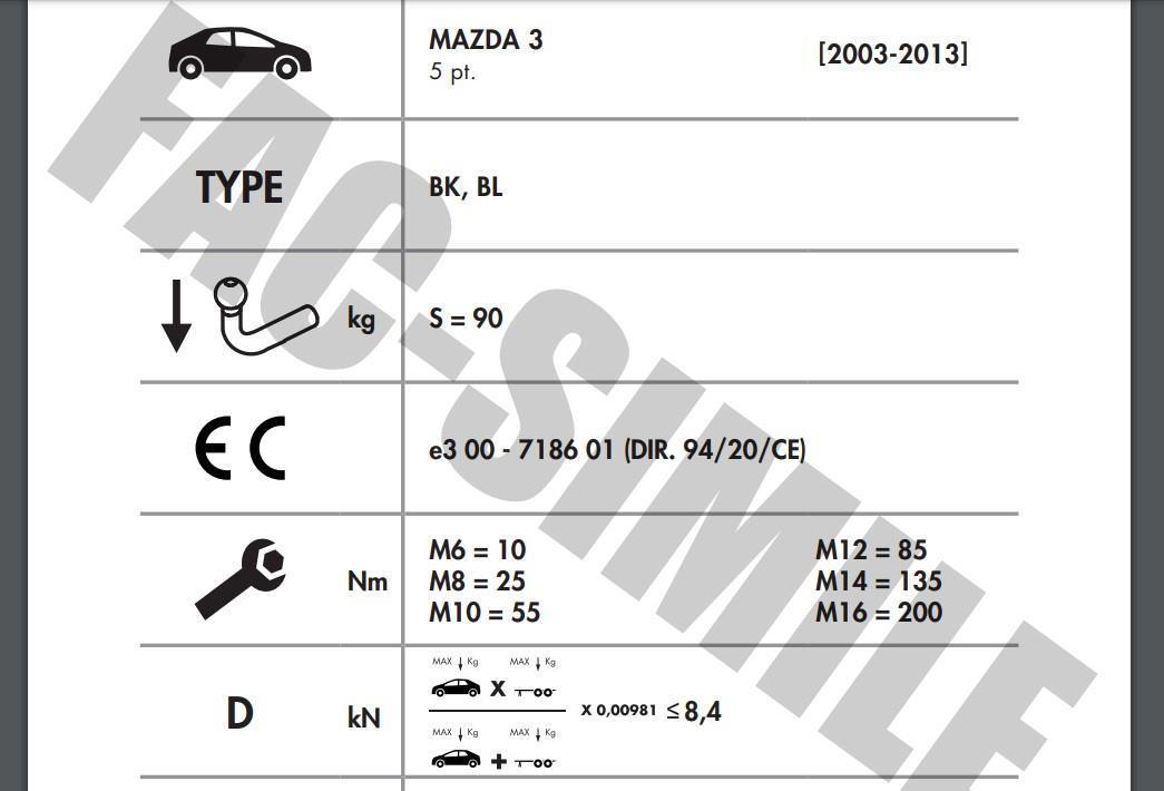 DİKEY SÖKTAK MAZDA 3