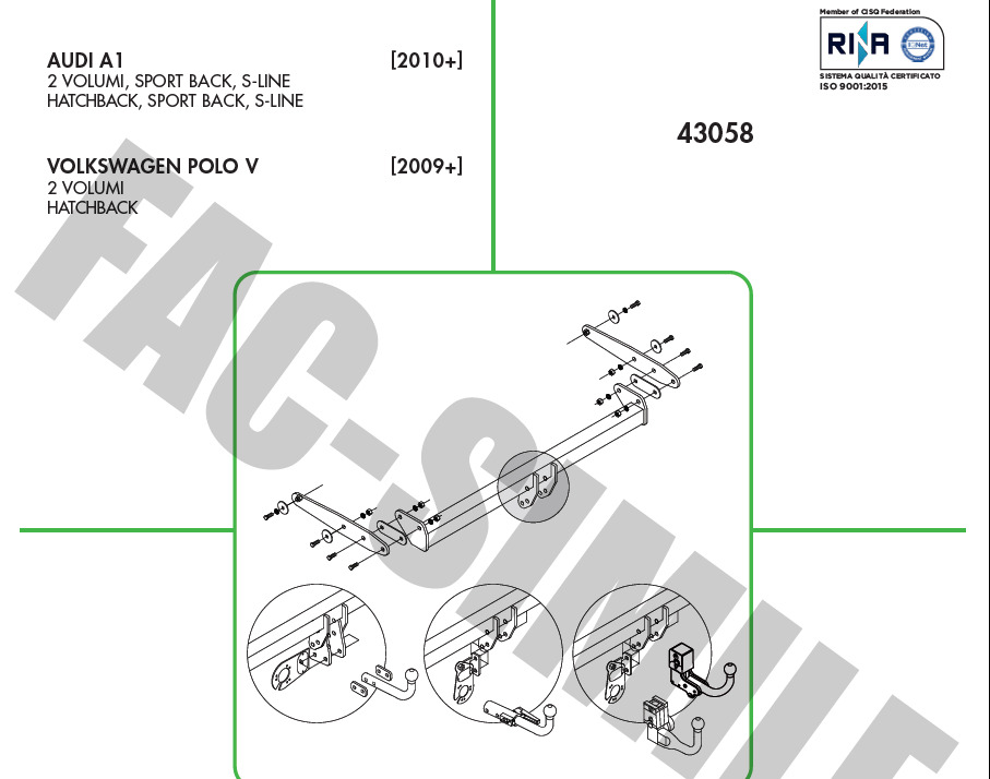 DİKEY SÖKTAK Audi A1  -  Volkswagen Polo