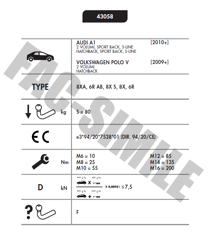 DİKEY SÖKTAK Audi A1  -  Volkswagen Polo
