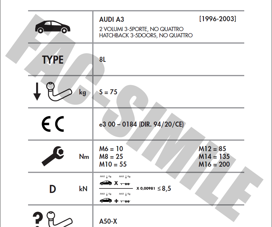 Audi A3 YATAY SÖKTAK 