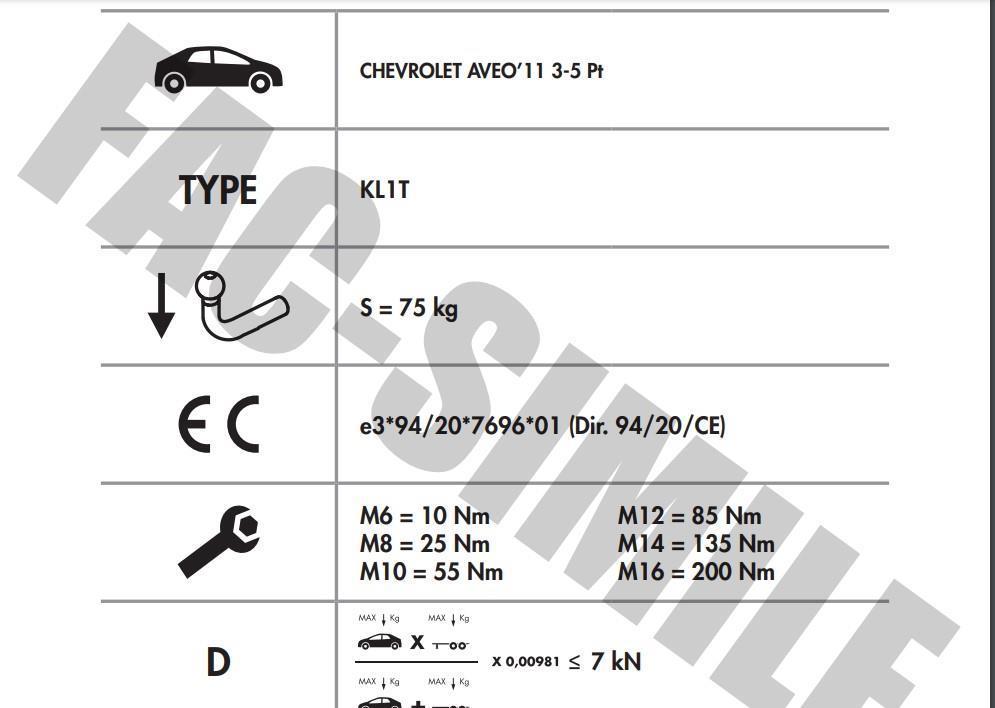 DİKEY SÖKTAK CHEVROLET  AVEO SEDAN + HEÇBEK