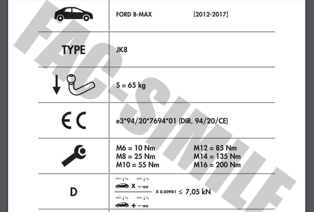 DİKEY SÖKTAK FORD B-MAX