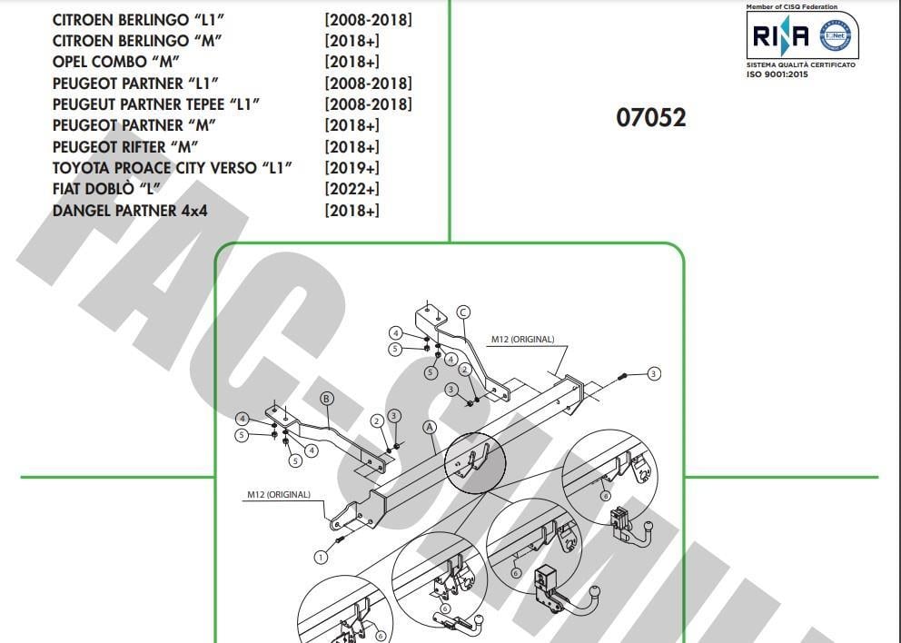 Dikey Sök-Tak Gizli Model KISA ŞASE CİTROEN  BERLİNGO - PEUGEOT PARTNER - RİFTER - TOYOTA PROACE CİTY - FİAT DOBLO - OPEL COMBO - PARTNER TEPE Dikey Sök-Tak Gizli Model 