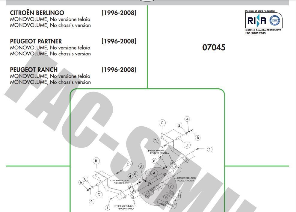 YATAY SÖKTAK CİTROEN BERLİNGO - PEUGEOT PARTNER - RANCH