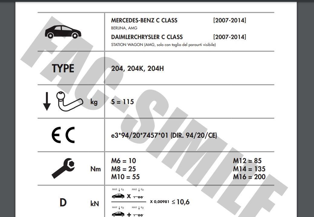 MERCEDES C SERİSİ YATAY SÖKTAK