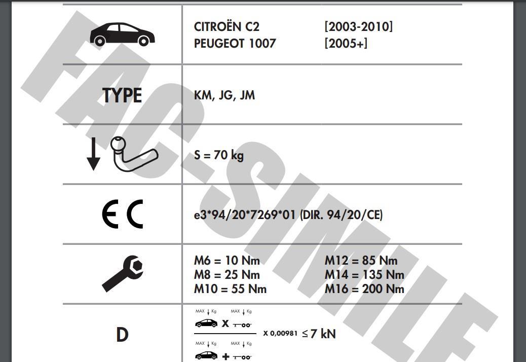 YATAY SÖKTAK CİTROEN C2 -  PEUGEOT 1007 
