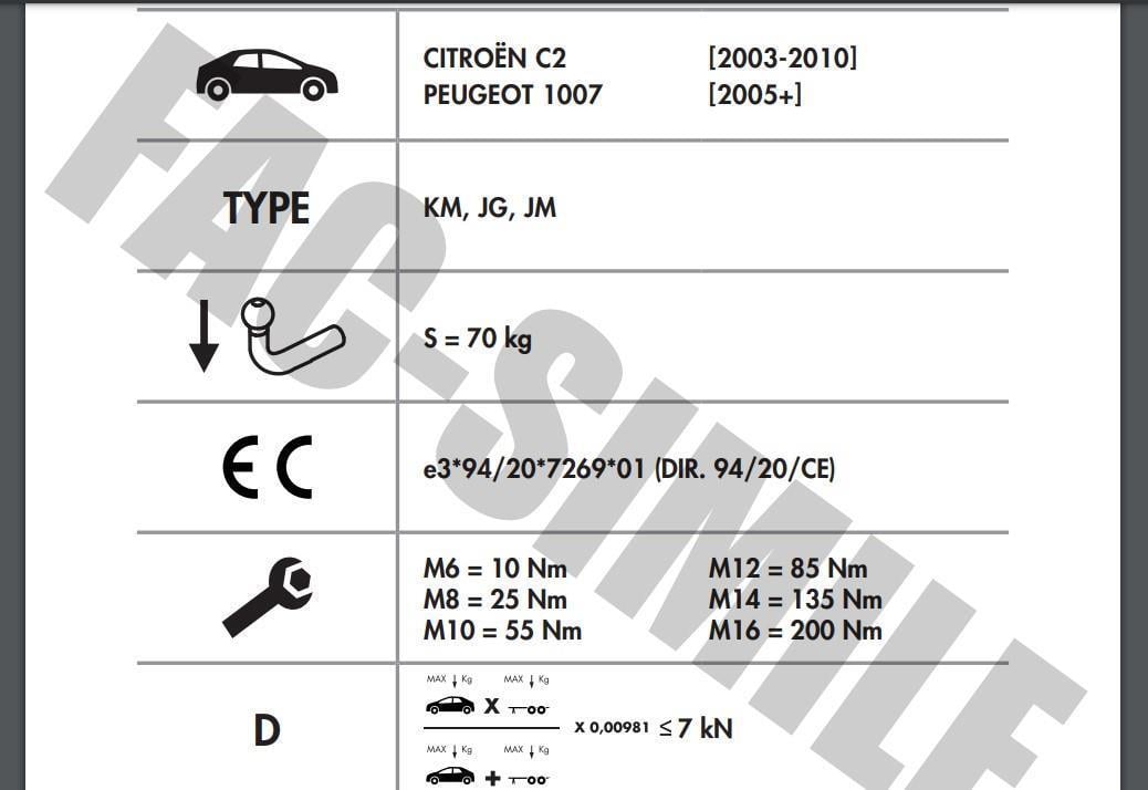 DİKEY SÖKTAK CİTROEN C2 -  PEUGEOT 1007 