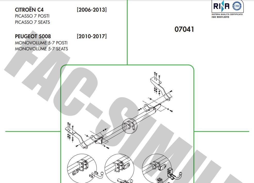 YATAY SÖKTAK PEUGEOT 5008 - CİTROEN C4 PİCASSO 