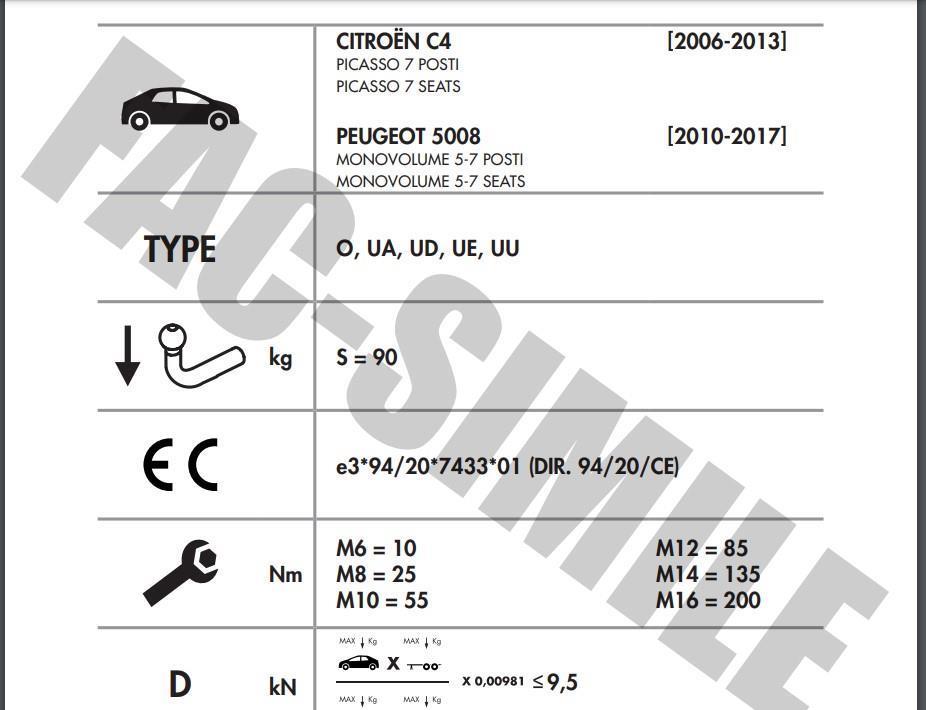 DİKEY SÖKTAK PEUGEOT 5008 - CİTROEN C4 PİCASSO 
