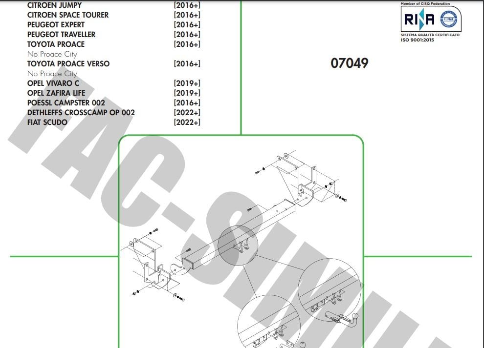 FİAT SCUDO - OPEL ZAFİRA - CİTROEN JUMPY - SPACE TOURER - PEUGEOT EXPERT - TRAVELLER - TOYOTA PROACE - PROACE VERSO 