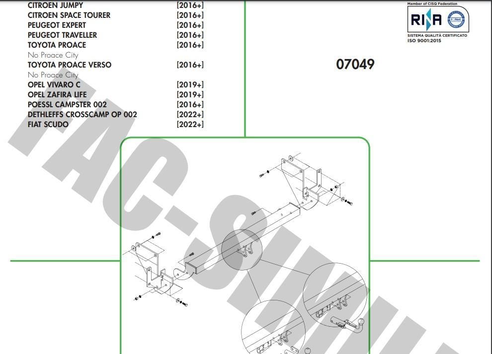YATAY SÖKTAK FİAT SCUDO - OPEL ZAFİRA - CİTROEN JUMPY - SPACE TOURER - PEUGEOT EXPERT - TRAVELLER - TOYOTA PROACE - PROACE VERSO 