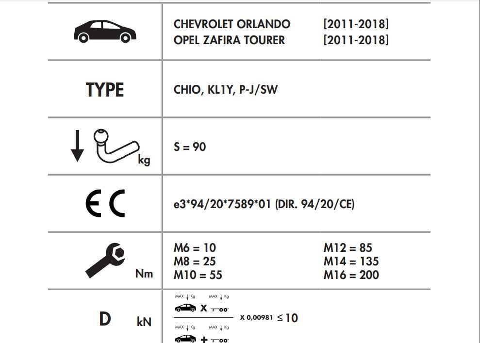YATAY SÖKTAK OPEL ZAFİRA - CHEVROLET ORLANDO